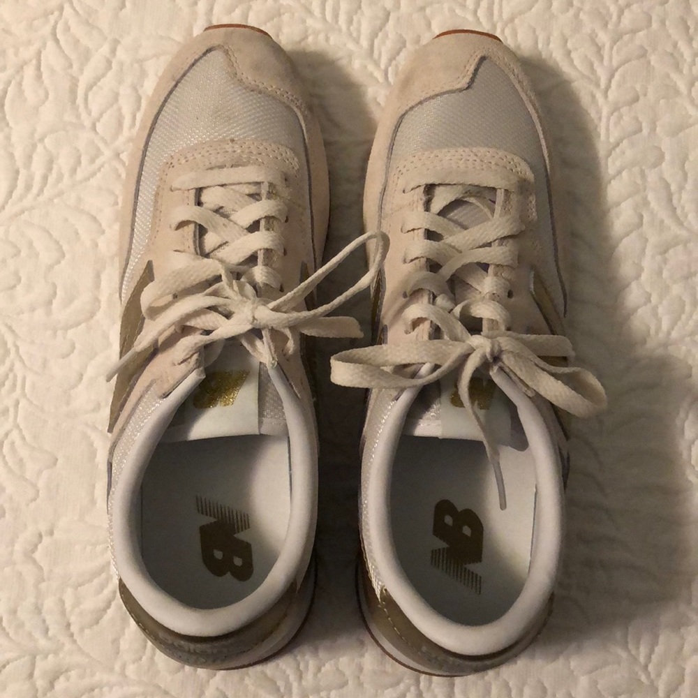 New Balance for J. Crew gold tennis shoes size 7